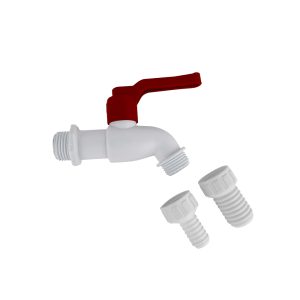 Llave de bola jardín plástica Roja con adapt