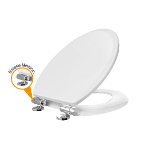 Asiento madera Elongado Cierre suave Bisagra Acero Inox