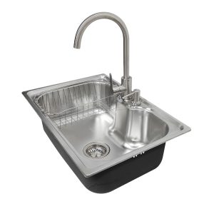 Lavaplatos empotrado isla 60x42 con grifería y accesorios