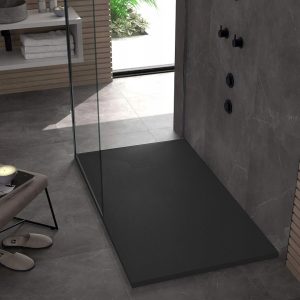 Receptáculo Slim SMC 120x80 cm Negro con sifón y desagüe